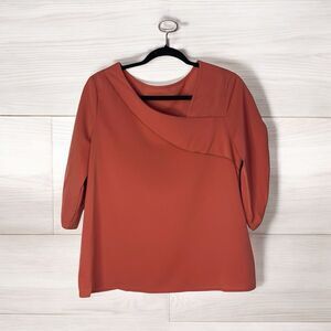 SHEIN Woman’s Monochrome Asymmetrical Open Flutter Sleeve Blouse Size Medium M